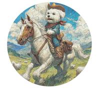 Bichon Frise 68 Piece Circular Puzzle Cute Animal Pets Animal Shape Learning Through Play Educational Puzzle for Kids & Adults Idea Home Decor 68 PCS