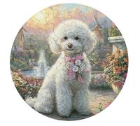 Bichon Frise 68 Piece Circular Puzzle Cute Animal Pets Animal Shape Learning Through Play Educational Puzzle for Kids & Adults Idea Home Decor 68 PCS