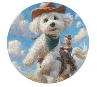 Bichon Frise 68 Piece Round Jigsaw Puzzle Cute Animal Pets Animal Shape Premium Large Format Puzzle Stress Relief Relaxing Activity for Families Home Wall Art 68 PCS