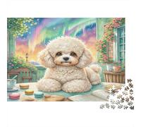 Bichon Frisé Adult Jigsaws 1000 Piece Poodle by Colorful Lights Impossible Difficult Puzzle | Educational Decompression Game 38x26cm/1000pcs