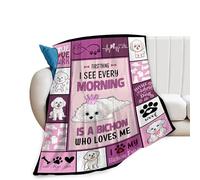 Bichon Frise Blanket Dog Throw Blanket Cozy Fleece Flannel Plush Bedding Bichon Frise Gifts Stuff for Men Women Boys Teen Girls Kids for Couch Sofa Bed Decor 40"X50"