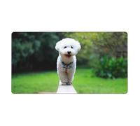 Bichon Frise Bokeh Pets Dogs Park White Dogs,Mouse Pad Large Desk Pad Computer Keyboard Mouse Mat With Non Slip Rubber Base 40 x 70 cm