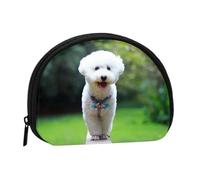 Bichon Frise Bokeh Pets Dogs Park White Dogs, Women's Storage Bag Shell Makeup Bag Small Coin Purse Shell Change Pouch