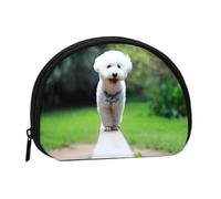 Bichon Frise Bokeh Pets Dogs Park White DogsSmall Makeup Sanitary Napkin Storage Bag,Women's Cosmetic Coin Purse