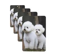 Bichon Frise Car Air Fresheners 4 Pcs Funny Hanging Car Air Fresheners Cute Long Lasting Scented Mirror Hanging Decoration Ornaments Gift For Men Women Rectangle