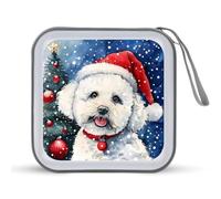 Bichon Frise Christmas CD Case Portable DVD Storage Small CD Holder Organizer for Home Travel