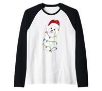 Bichon Frise Christmas Tree Lights Holiday Dog Lover Raglan Baseball Tee