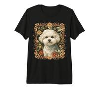 Bichon Frise Cue White Dog in William Morris Style Premium T-Shirt