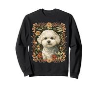 Bichon Frise Cue White Dog in William Morris Style Sweatshirt