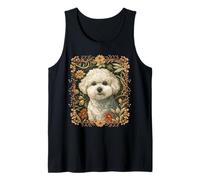 Bichon Frise Cue White Dog in William Morris Style Tank Top