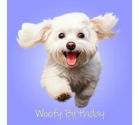 Bichon Frise Dog Birthday Square Card (Running Art)