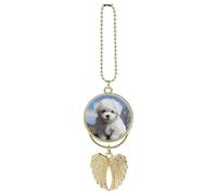 Bichon Frise Dog Car Pendant, Rear View Mirror Hanging Ornament, Auto Decor for Rearview Mirror, Keychain Golden-Style
