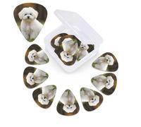 Bichon Frise Dog Guitar Picks 12 Pcs, 3 Different Thickness Celluloid Plectrum for Bass Electric Acoustic Guitars Ukulele Accessories Gift for Men Women (0.46mm, 0.71mm, 0.96mm)