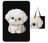 Bichon Frise Dog Large Picnic Mat Beach Blanket Waterproof Foldable Bag for Camping Outdoor