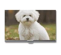 Bichon Frise Dog Metal Business Card Case for Men Women Slim Pocket Purse Multi Wallet Professional Pocket Card Holder for Name Card Credit Card, style, One Size