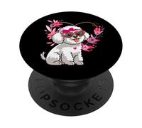 Bichon Frise Dog Mom Valentine's Day Floral Heart Design PopSockets Adhesive PopGrip