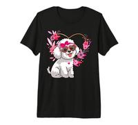 Bichon Frise Dog Mom Valentine's Day Floral Heart Design Premium T-Shirt