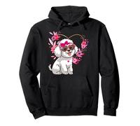 Bichon Frise Dog Mom Valentine's Day Floral Heart Design Pullover Hoodie