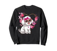 Bichon Frise Dog Mom Valentine's Day Floral Heart Design Sweatshirt