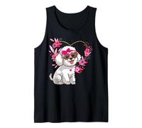 Bichon Frise Dog Mom Valentine's Day Floral Heart Design Tank Top