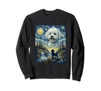 Bichon Frise Dog Moon Howling Starry Night Van Gogh Style Sweatshirt