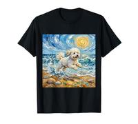 Bichon Frise Dog on a Sunny Beach Summer Artwork T-Shirt