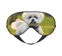 Bichon Frise Dog on The Grass Eye Mask, Sleep Mask for Men Women 100% Blackout, No Pressure On Eyes, Soft & Breathable