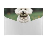 Bichon Frise Dog on The Grass Folders with 6 Pack Pockets, Waterproof Organizer File Folder for Letter Size Paper, Accordian Folder with Snap for Home, Travel, Business, Office