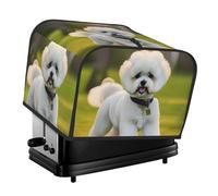Bichon Frise Dog On The Grass Print 4-Slice Toaster Cover Dustproof Waterproof Kitchen Appliance For Protector Storage