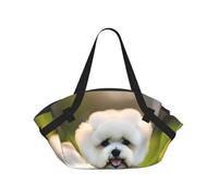 Bichon Frise Dog On The Grass Print Foldable Camping Bag Duffle Bag Waterproof Travel Bag Camping Mattress For Outdoor Park Beach