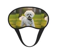Bichon Frise Dog On The Grass Print Sleep Mask,Eye Mask,Breathable Sleeping Mask for Travel,Camping,Shift Work
