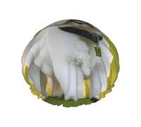 Bichon Frise Dog On The Grass Shower Cap For Women, Reusable Shower Cap, Waterproof Bath Cap For Women Long Hair