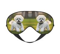 Bichon Frise Dog on The Grass Sleep Mask,100% Natural Mulberry Silk Eye Mask with, Ultra-Soft Eye Covers for Sleeping, Travel, Nap