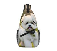 Bichon Frise Dog On The Grass Sling Chest Bag - Slim Sling Backpack For Men Women Lightweight Travel Shoulder Bag Crossbody Casual Daypack
