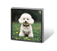 Bichon Frise Dog on The Grass Square Lapel Pins Backpack Pin Cute Brooch Decoration Brooches for Women Men Fashion Button Badges for Hat Backpacks Purses Jackets Shirt Suit