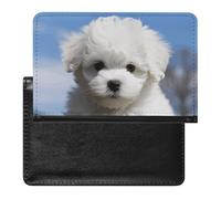Bichon Frise Dog Passport Holder Cover Passport Cover Protector Essentials with Credit Card Slots Slim Travel Wallet Covers Documents Organizer Protector for Man&Women