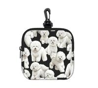 Bichon Frise Dog Pattern, Square Zipper Storage Bag, Neoprene Coin Purse, Small Wallets, Change Pouch, Change Purse