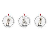 Bichon Frise Dog Personalised Round Shaped Personalised Christmas Tree Bauble - With the name of your choice - 3 Different Designs Available At Customisation Point