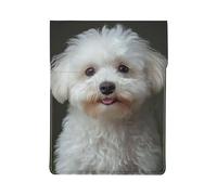 Bichon Frise Dog Print 13-inch Laptop Sleeve, Slim Shockproof Insertion Design Leather Laptop Case for Office, School, Travel