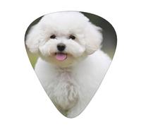 Bichon Frise Dog Print Guitar Picks 12-Pack - Assorted Thickness Picks (0.46mm, 0.71mm, 0.96mm) with Storage Box & Assorted Unique Design for Acoustic, Electric, Bass, and Ukulele Players