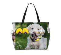 Bichon Frise Dog Print Large Waterproof Beach Tote Bag for Women with Zip and Pockets Foldable Handbag for Travel Pool Shopping Holiday Gym