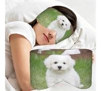 Bichon Frise Dog Printed, Sleep Mask for Home Travel, Full Eye Covers Light Blocking Eye Mask Sleep Eye and Ear Muffs