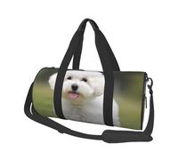 Bichon Frise Dog Printed Sports Gym Bag with Wet Pocket & Shoes Compartment, Travel Duffel Bag for Men Women