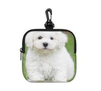 Bichon Frise Dog Printed, Square Zipper Storage Bag, Neoprene Coin Purse, Small Wallets, Change Pouch, Change Purse