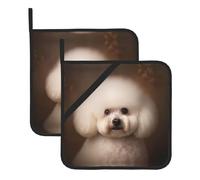 bichon frise dog Printing Square heat-proof pot holders (set of two) 8x8 in : Quality fabrics, Anti-scalding and easy to clean