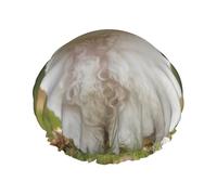 Bichon Frise Dog Shower Cap for Women Double Layers Thick Hair Caps Reusable Waterproof Bath Caps with Elastic Band Hair Hat Washable Shower Hat for Men Women Spa Salon