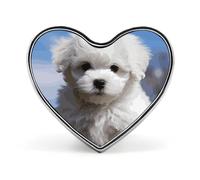 Bichon Frise Dog Sweet Gingerbread House Lapel Pin - Heart Shape Brooch Pins for Men & Women Suit Accessories, 1" Lightweight Enamel Lapel Pins Buttons for Backpacks, Hats, Bags, Lanyards