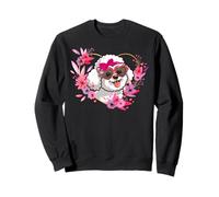Bichon Frise Dog Valentine's Day Floral Heart Design Sweatshirt