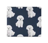 Bichon Frise Dogs Mens Wallet Slim Leather Card Holder Bifold Wallets Front Pocket