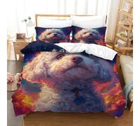 Bichon Frise Duvet Cover Set 3D Printed Animals Quilt Cover with 2 Pillow Cases Comforter Cover Soft Easy Care with Zipper Closure 3 Pcs for Boys Girls Kids Youth Teens Single（140x200cm）